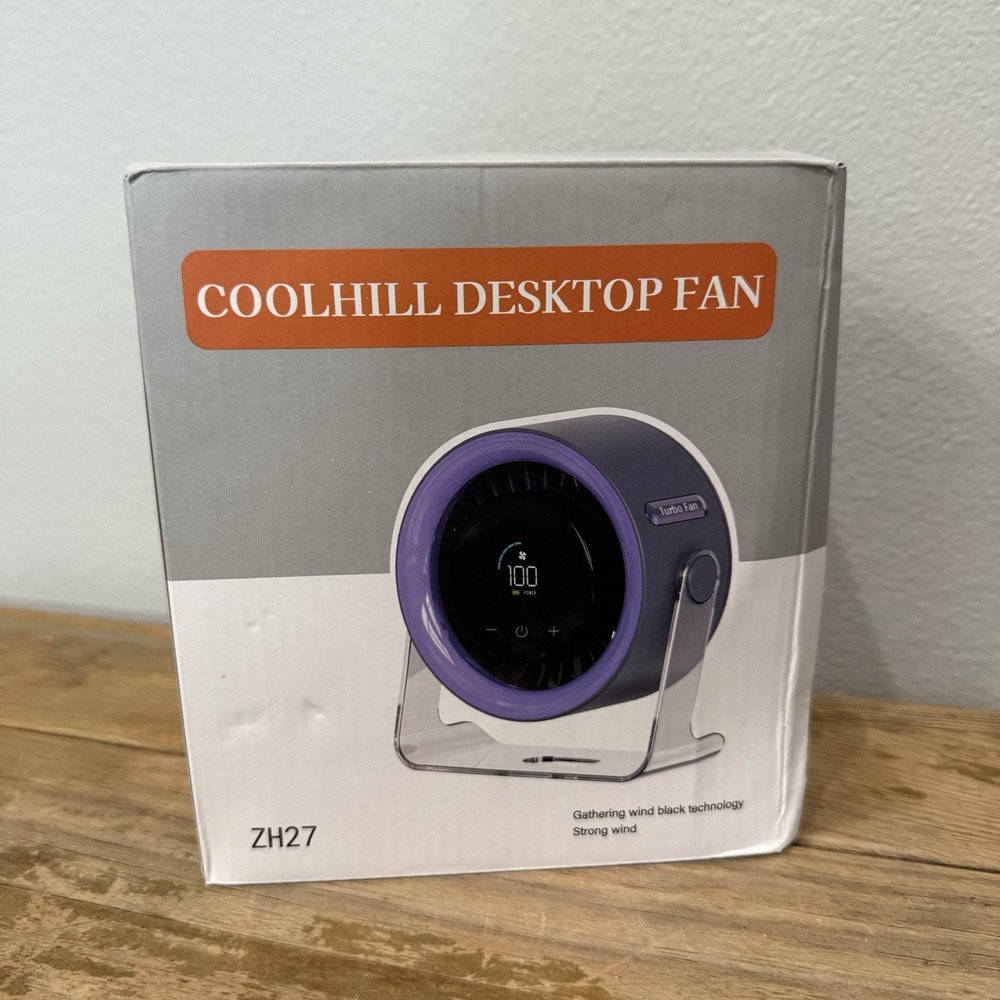 Coolhill USB Desk Fan Unisex OS Black Purple New 100 Speeds Digital Display ZH27